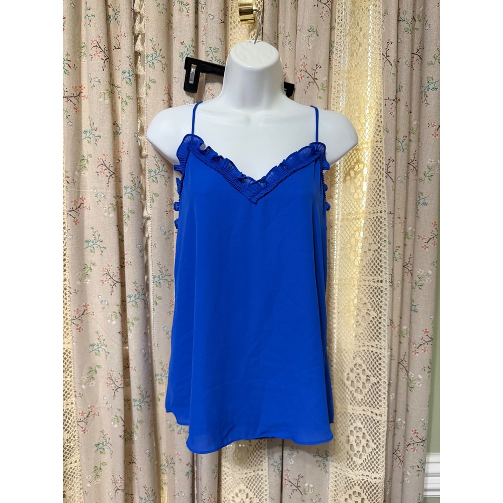 Colletta The Co-op Blue Ruffle Strappy Open Back Cami Tank Top Small